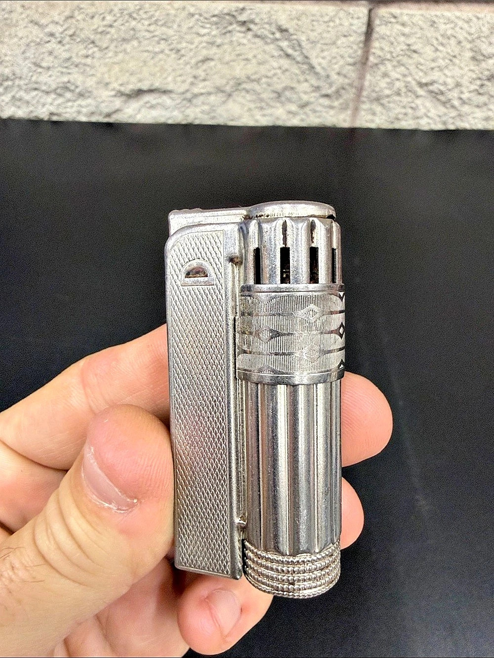 Vintage IMCO Triplex Austrian Petrol Lighter Art Deco Silver Tone Non Working